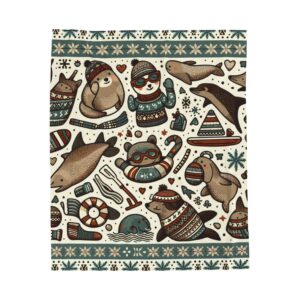 Cozy Sea Animal-Swimmer-Themed Velveteen Plush Blanket